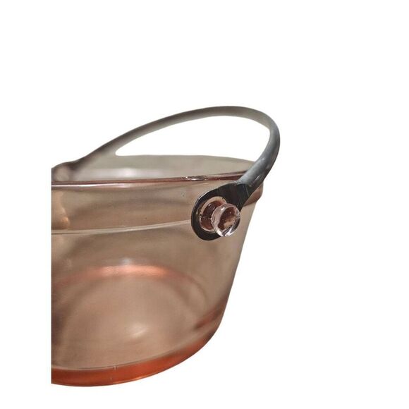 Pink Depression Glass Candy Dish Ice Bucket Chrome Handle Vintage EUC - Picture 3 of 7